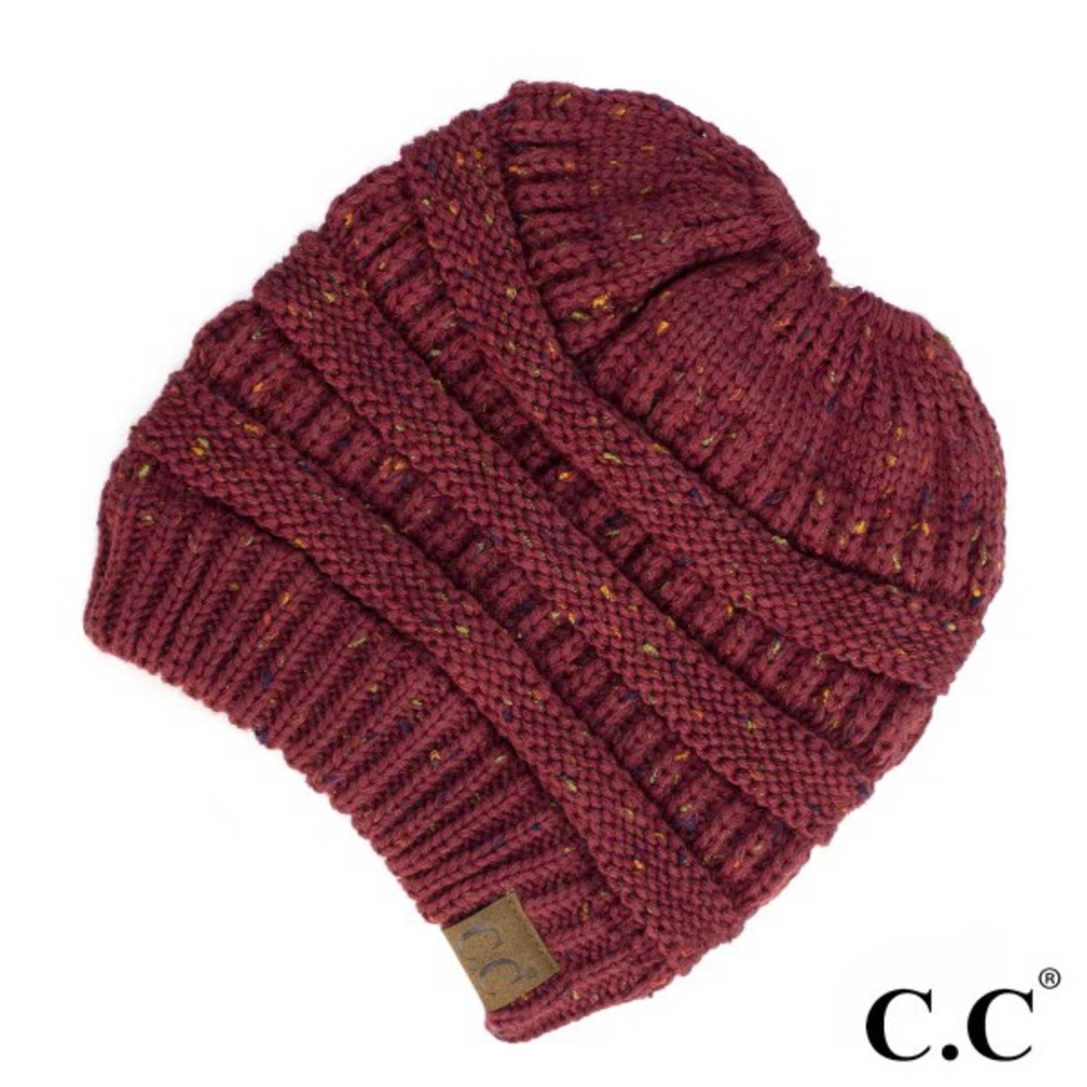 NEW CC Beanie for Ponytail or Messy Bun - Maroon